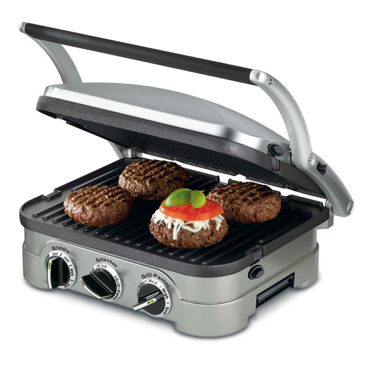Cuisinart Panini Press stainless steel 5-in-1 griddler with removable nonstick plates and adjustable temperature controls