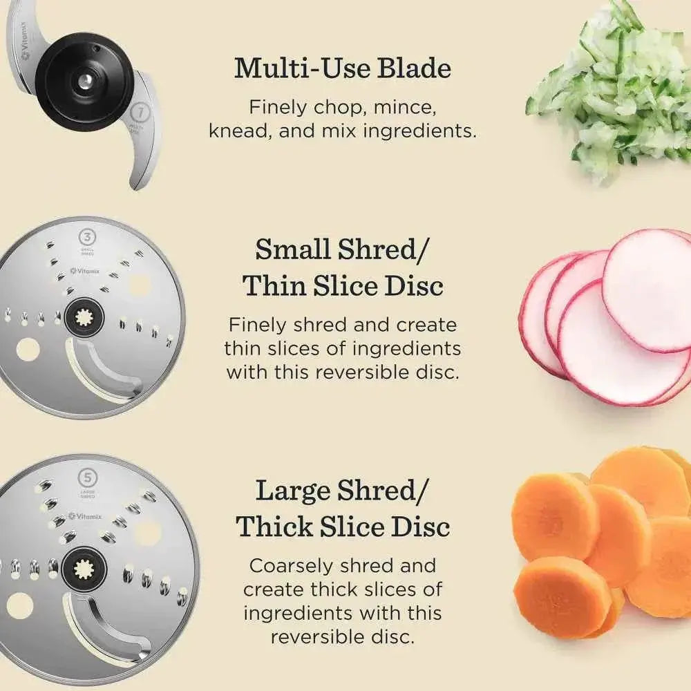 Vitamix Ascent Series 12-cup black food processor attachment with SELF-DETECT base and stainless steel blades