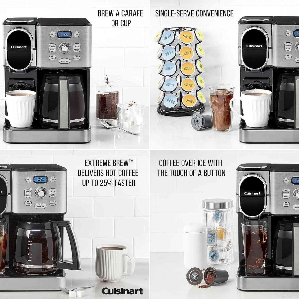 Cuisinart Coffee Maker 2-in-1 with 12-cup glass carafe and single-serve pod compatibility
