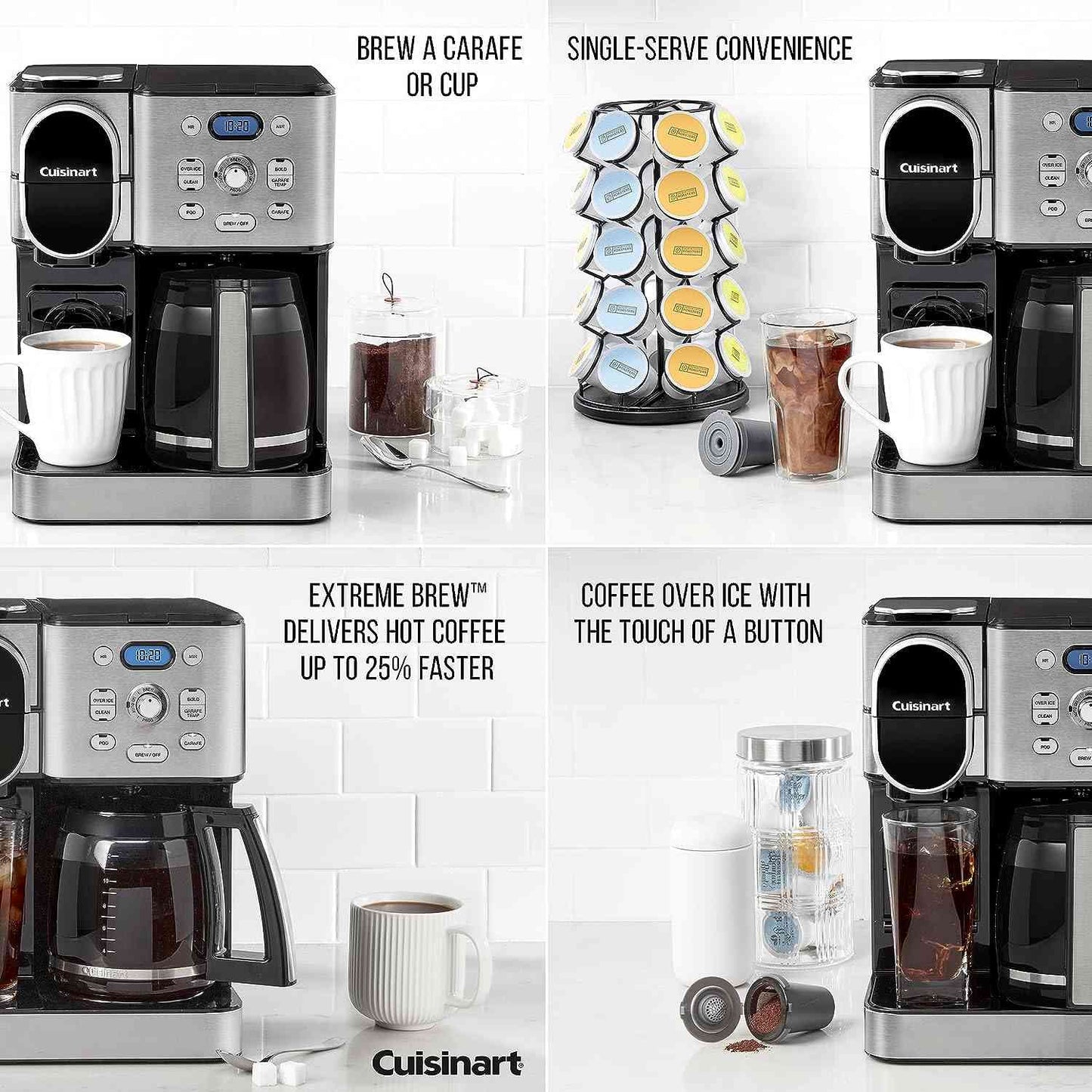 Cuisinart Coffee Maker 2-in-1 with 12-cup glass carafe and single-serve pod compatibility