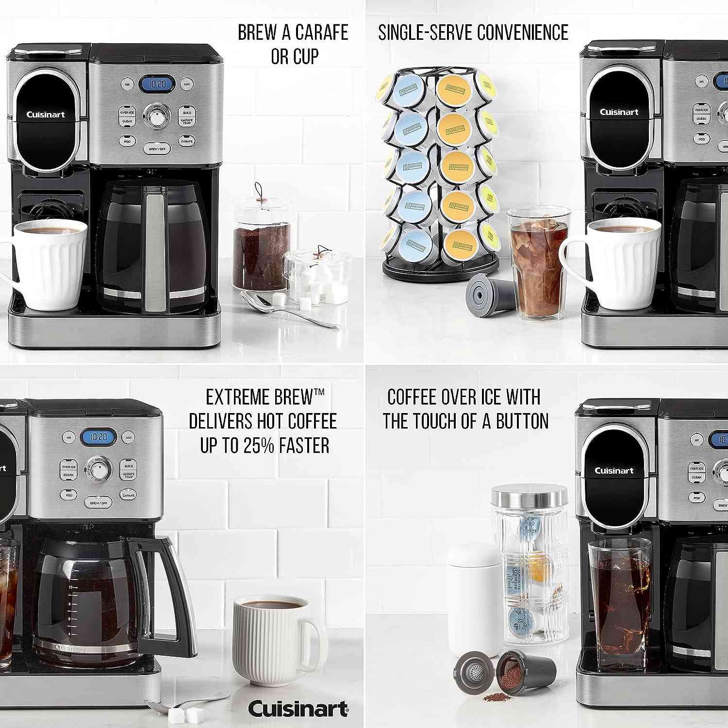 Cuisinart Coffee Maker 2-in-1 with 12-cup glass carafe and single-serve pod compatibility