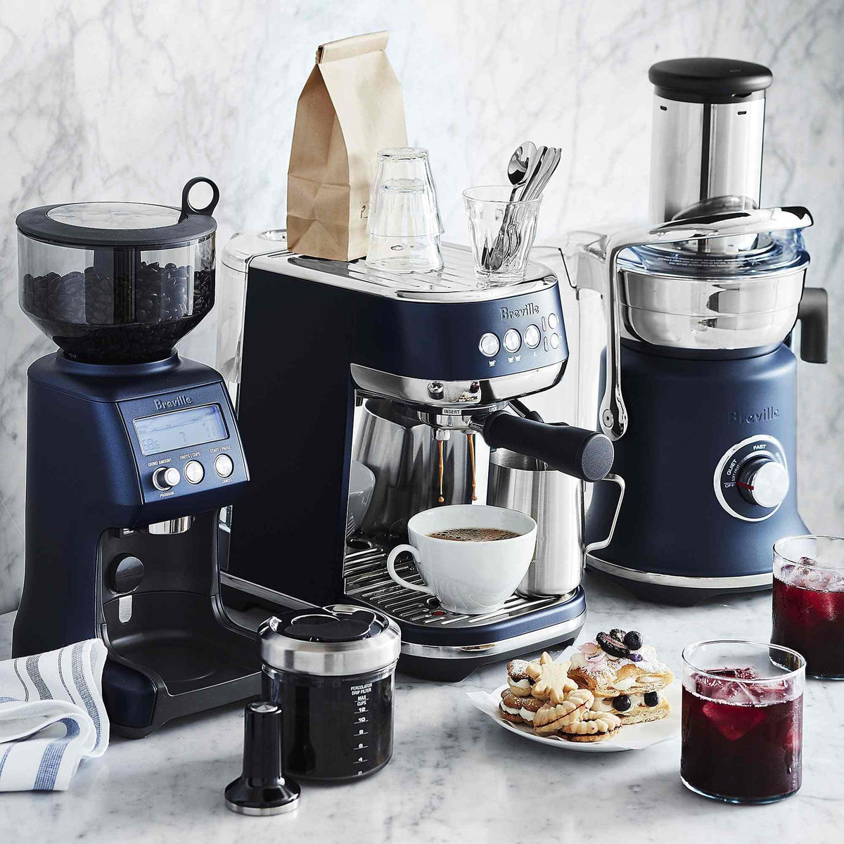 Breville Bambino Plus espresso machine in brushed stainless steel with compact design and automatic microfoam texturing