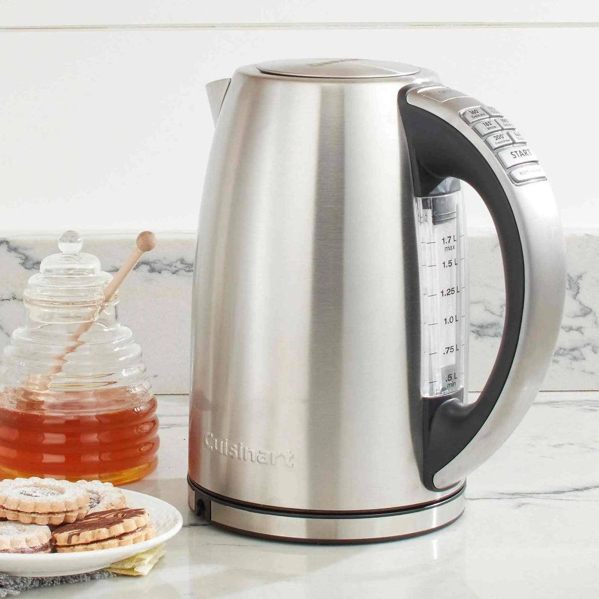 Cuisinart 1.7-Liter cordless electric kettle with six preset temperatures and stainless steel design