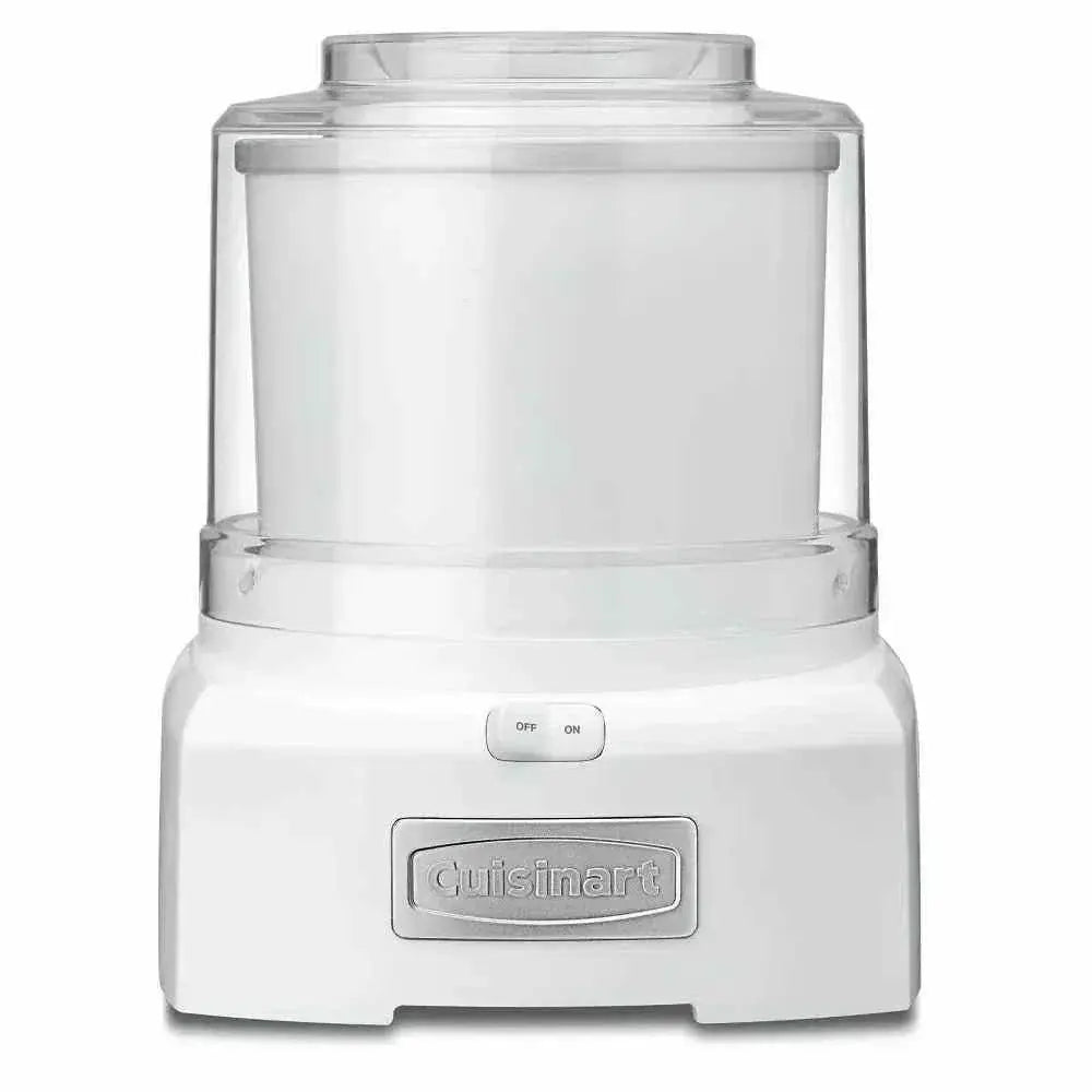 Cuisinart white automatic frozen yogurt ice cream and sorbet maker with large capacity and easy-lock lid