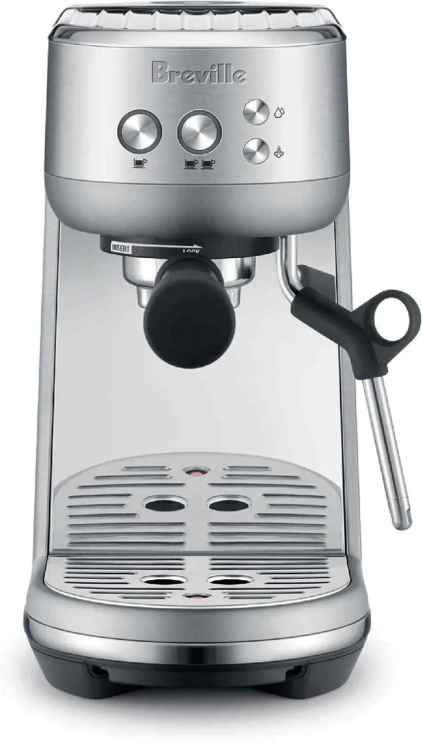 Breville Bambino Espresso Machine stainless steel compact design with steam wand for lattes and cappuccinos