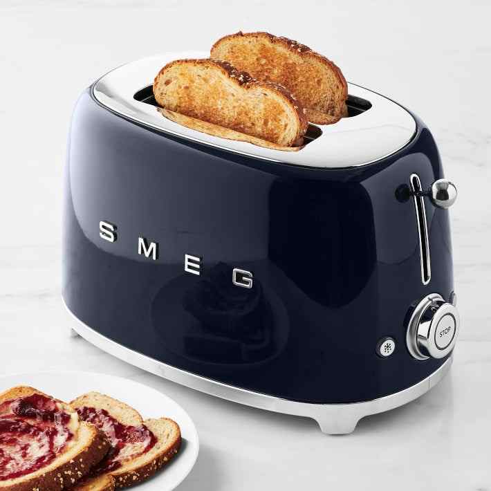 SMEG 2 Slice Toaster retro design with two wide slots and six browning levels