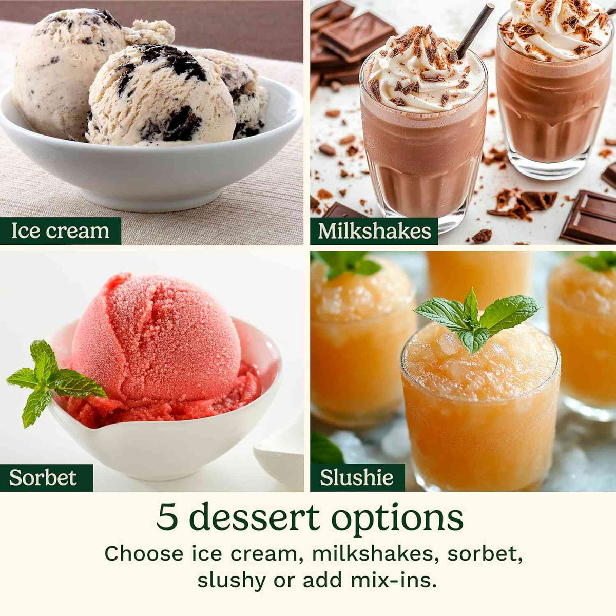 Cuisinart FastFreeze 5-in-1 ice cream maker with preset programs for ice cream, sorbet, and milkshakes