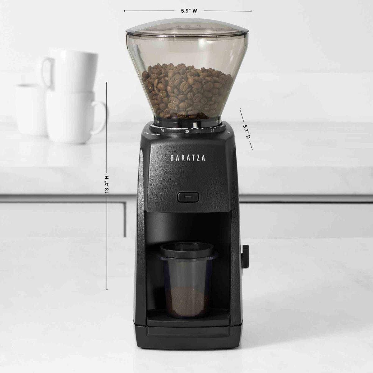Baratza Encore ESP electric burr coffee grinder with 40 grind settings and dosing cup adapter