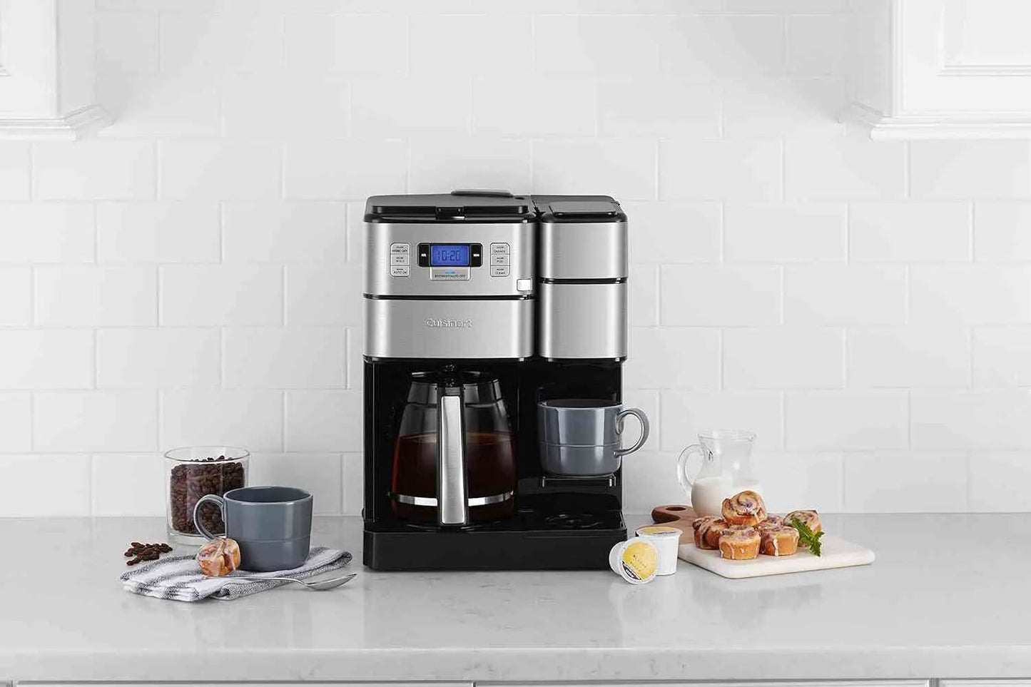 Cuisinart SS-GB1 Coffee Center with built-in grinder, single-serve and carafe brew options, reusable filter, and 42oz water reservoir