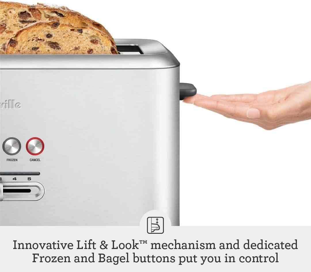 Breville Bit More 4-slice brushed stainless steel toaster with LED progress indicator and long slots