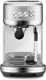 Breville Bambino Plus espresso machine in brushed stainless steel with programmable controls and automatic microfoam texturing