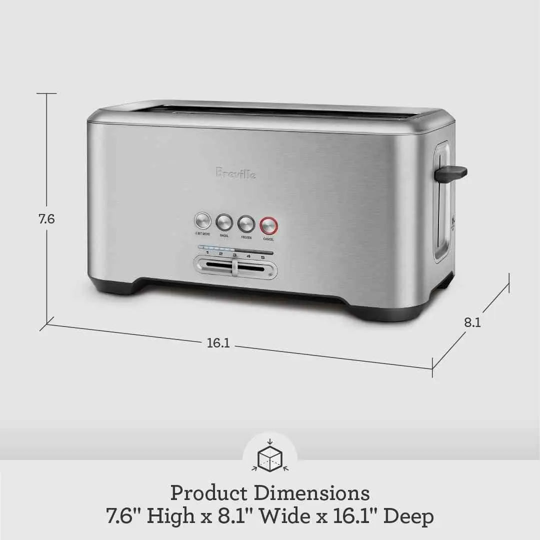 Breville Bit More 4-slice stainless steel toaster with LED progress indicator and extra-long slots