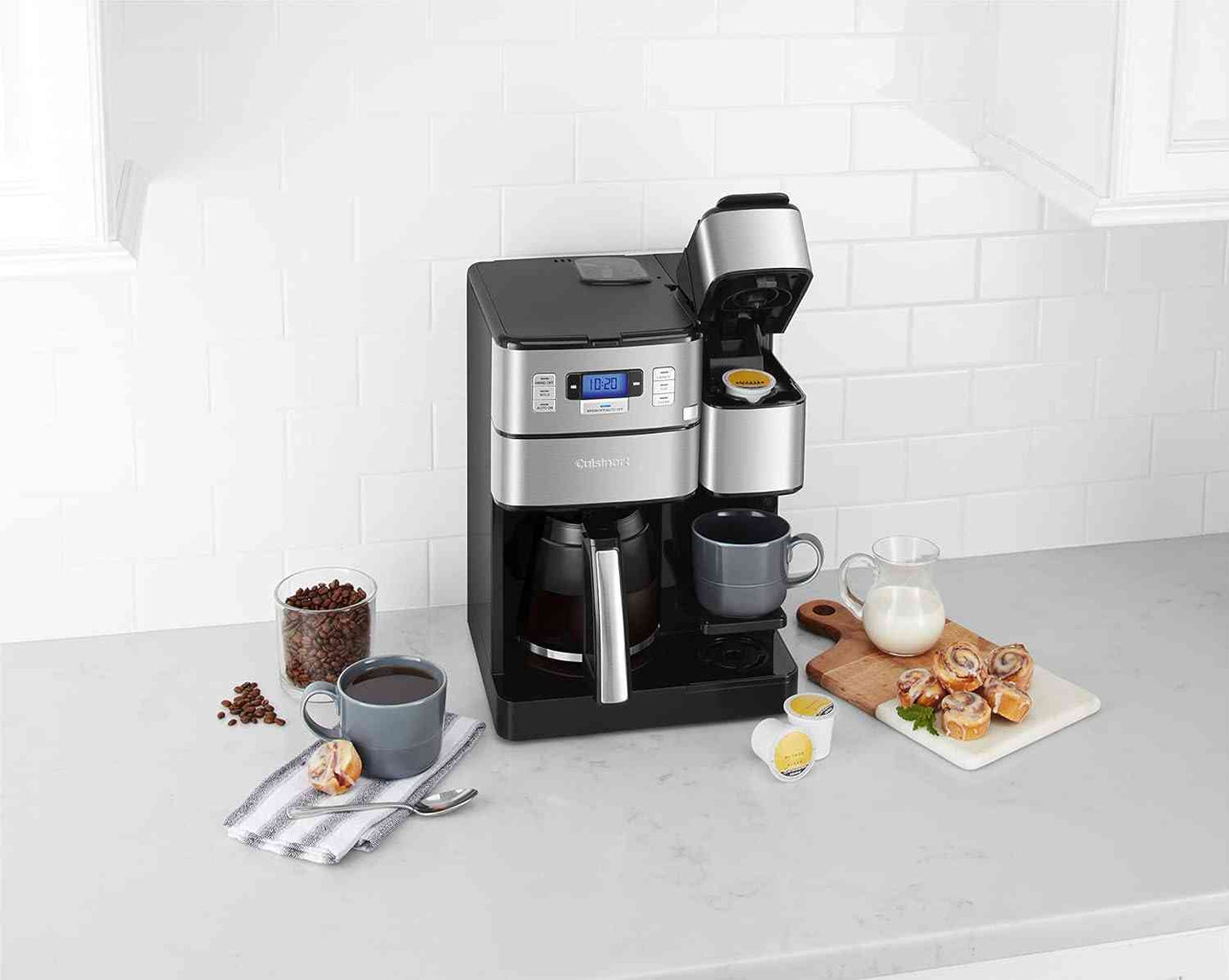 Cuisinart SS-GB1 Coffee Center with built-in grinder, single-serve and 12-cup carafe brewing options, stainless steel design