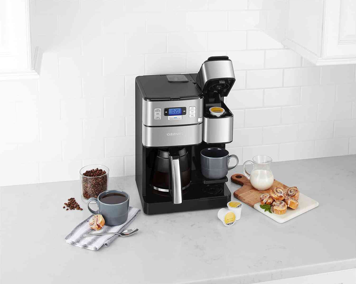 Cuisinart SS-GB1 Coffee Center with built-in grinder, single-serve and 12-cup carafe brewing options, stainless steel design