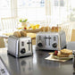 Cuisinart 4 Slice Toaster Oven in brushed stainless steel with dual control panels and six browning settings