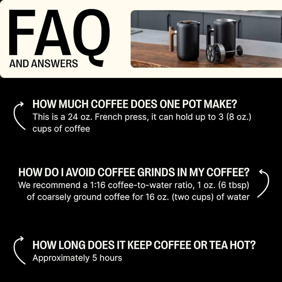 Fellow Clara Insulated Coffee Maker stainless steel French press with enhanced filtration and 24 oz carafe
