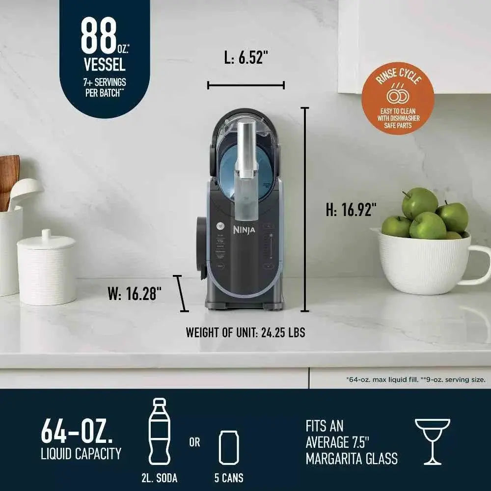 Ninja SLUSHi 88oz frozen drink maker with 5 preset programs and RapidChill Technology for smooth icy drinks without ice.