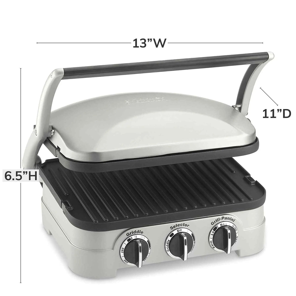 Cuisinart Panini Press stainless steel 5-in-1 griddler with removable nonstick plates and adjustable temperature controls