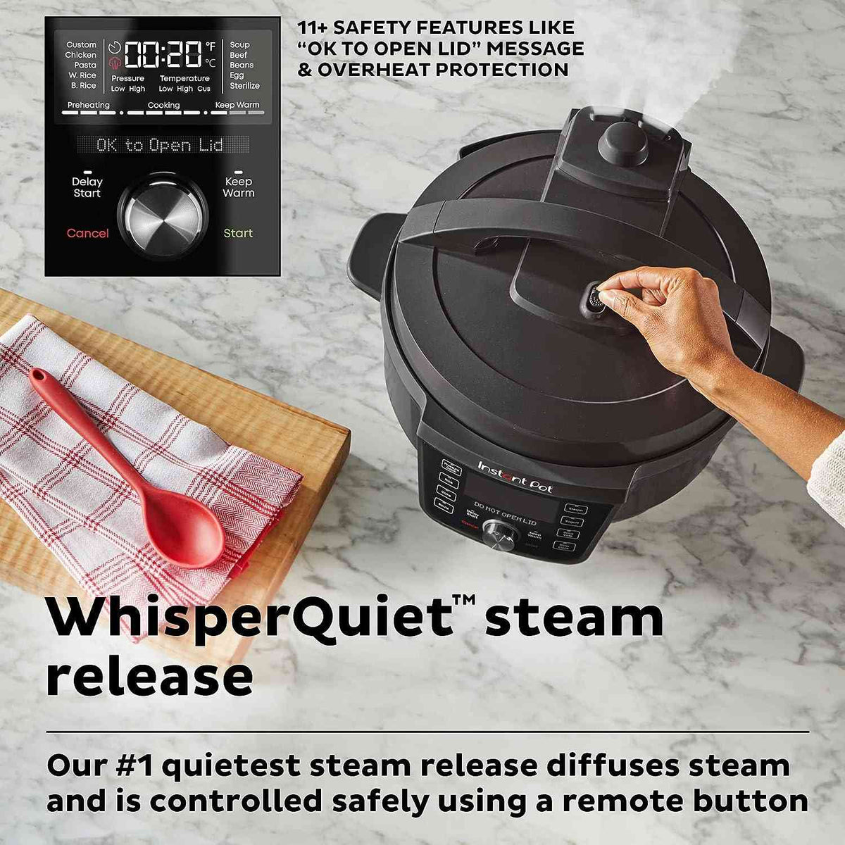Instant Pot RIO Wide Plus 7.5-Qt pressure cooker with wide base and smart cooking functions