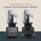 Vitamix Ascent Series 12-cup black food processor attachment with BPA-free dishwasher-safe components and stainless steel blades