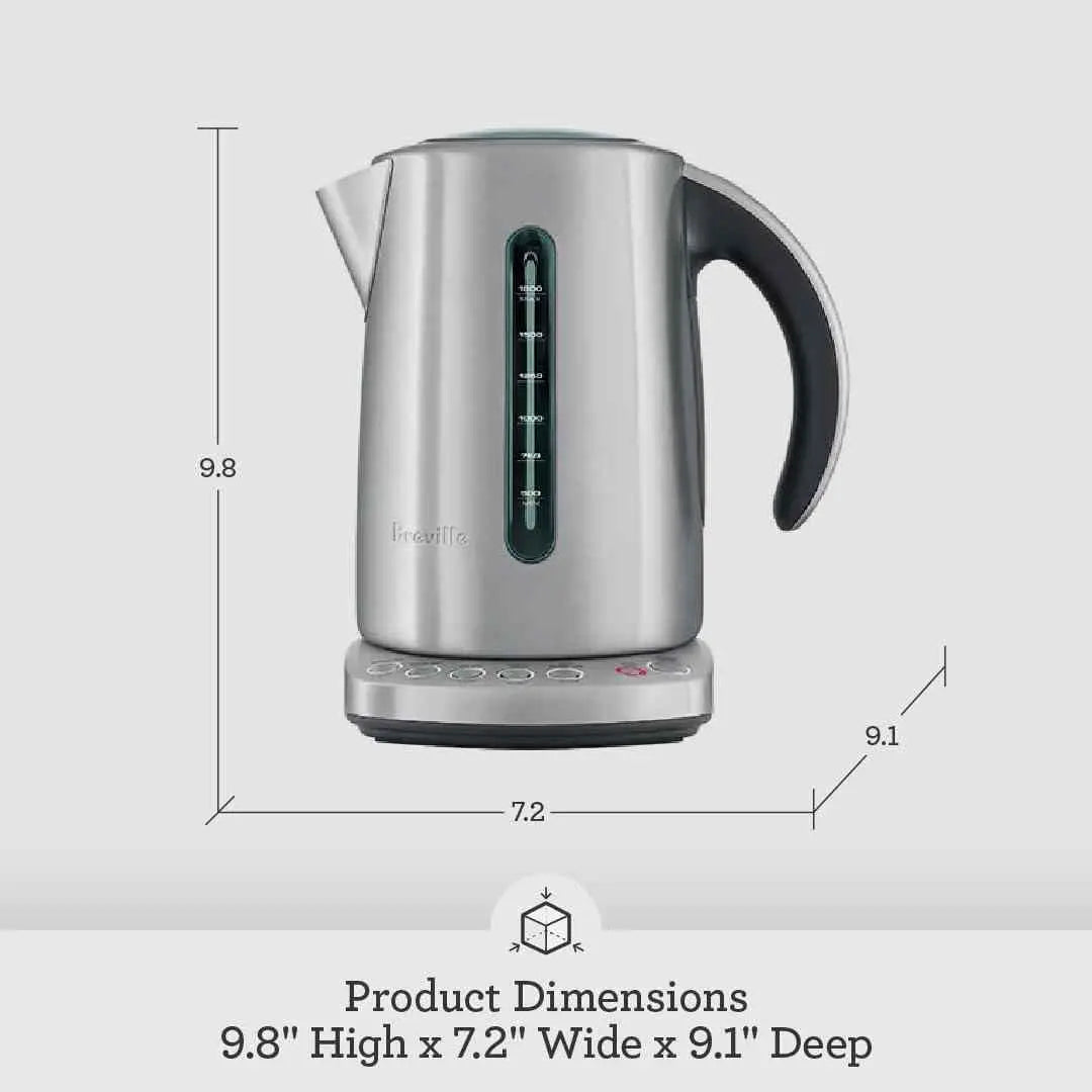 Breville Variable-Temperature Tea & Coffee Kettle with 5 preset settings, cordless design, and keep warm function